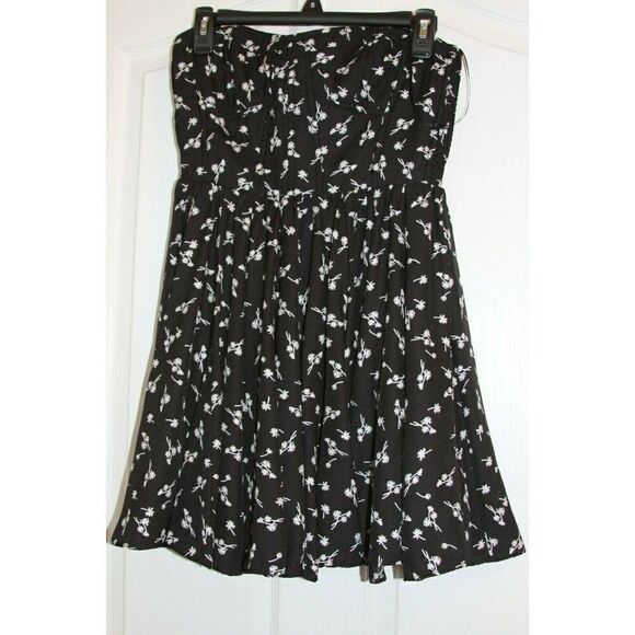 Greylin Dress Strapless Floral Boho Black White Flare Womens Size XS - Picture 1 of 5